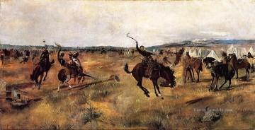 Indianer und Cowboy Werke - brechend Camp Cowboy Charles Marion Russell Indianer